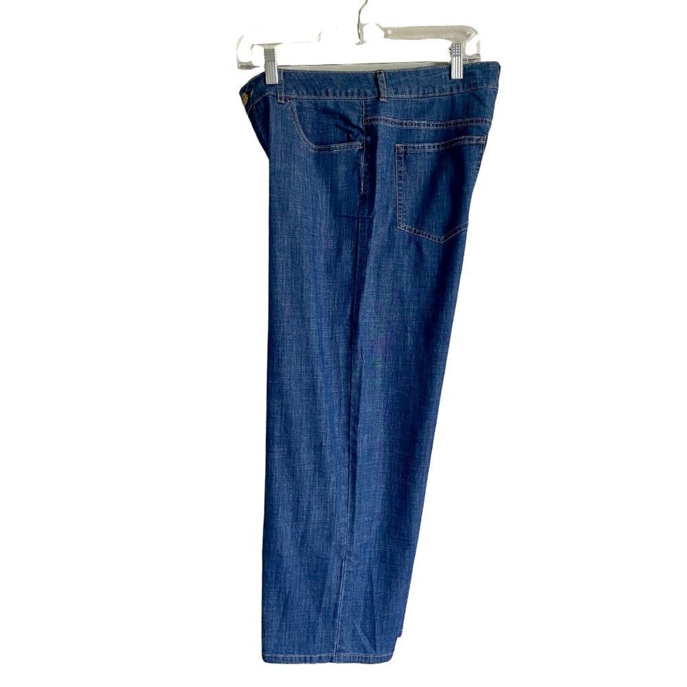 LOGO Lori Goldstein Boyfriend Wide Leg Cropped Chambray Denim Jeans 10 - Picture 4 of 12